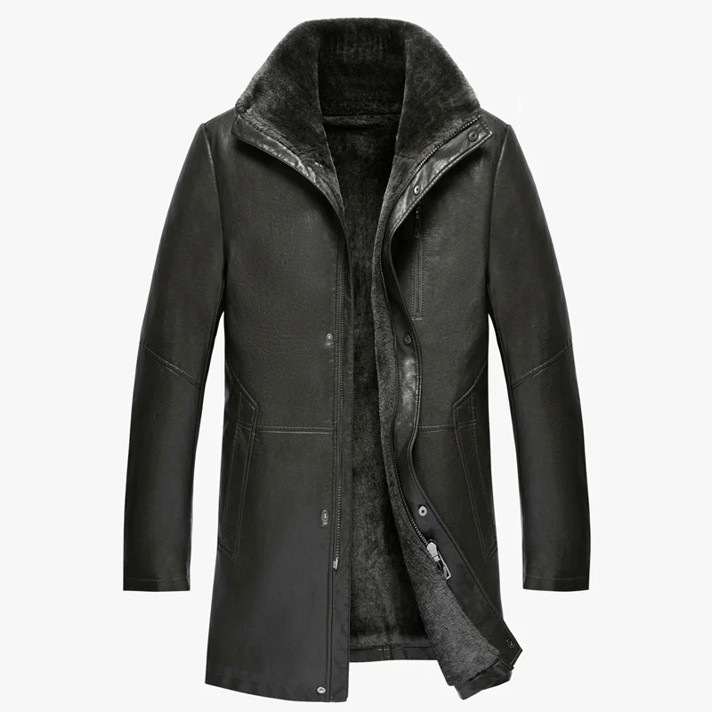 2020 New Men's Jacket Leather Shearling Winter Warm Velvet jaqueta de couro Leather Jacket Men chaqueta moto hombre, M-3XL