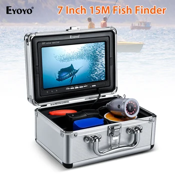 

Eyoyo EF07 1000TVL Fishing Camera 7"Inch 15M underwater camera 12pcs Infrared Lamps with Silver Suitcase fish finder For Ice/Sea