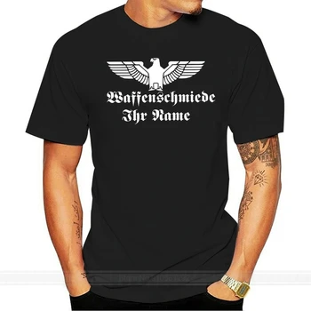 

New Hot Fashion 100% Cotton for Men's T Shirt Brand DDR German Eagle Waffenschmiede Wunsch Text Printing on T Shirts