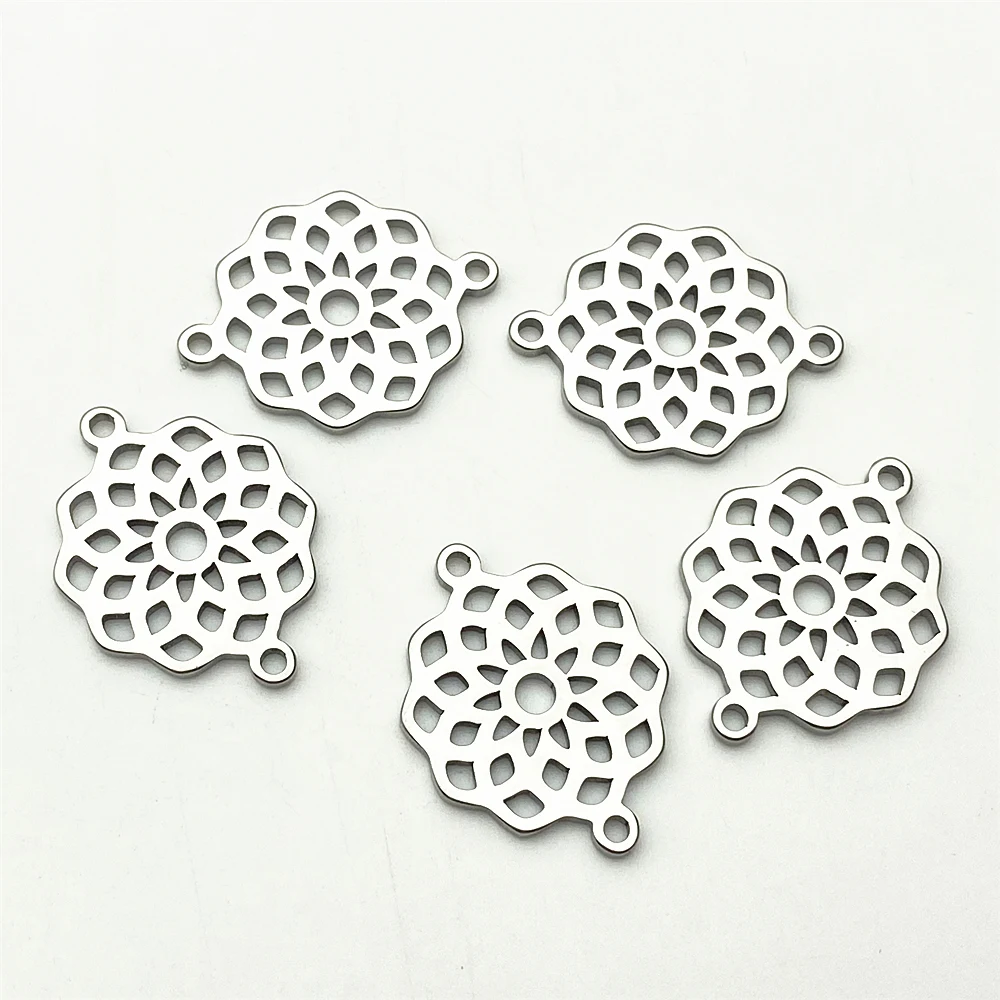 

Hollow Big Flowr Charm 17*23mm 5pcs Big Connector Stainless Steel Fit Bracelet Connectors Jewelry Handmade Diy Jewelry Make