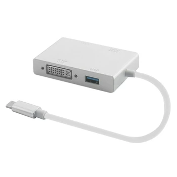 

Type C to HDMI VGA DVI USB3.1 4K HD 1080P Adapter Converter Cable 4 in 1 Type C Hub