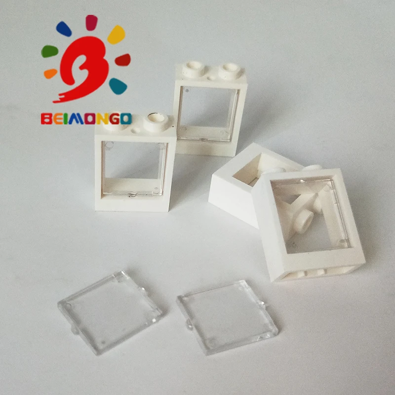 BEIMONGO строительные блоки рама MOC 60592*1x2x2 * стекло для рамы 1x2x2 40 шт окно DIY детские
