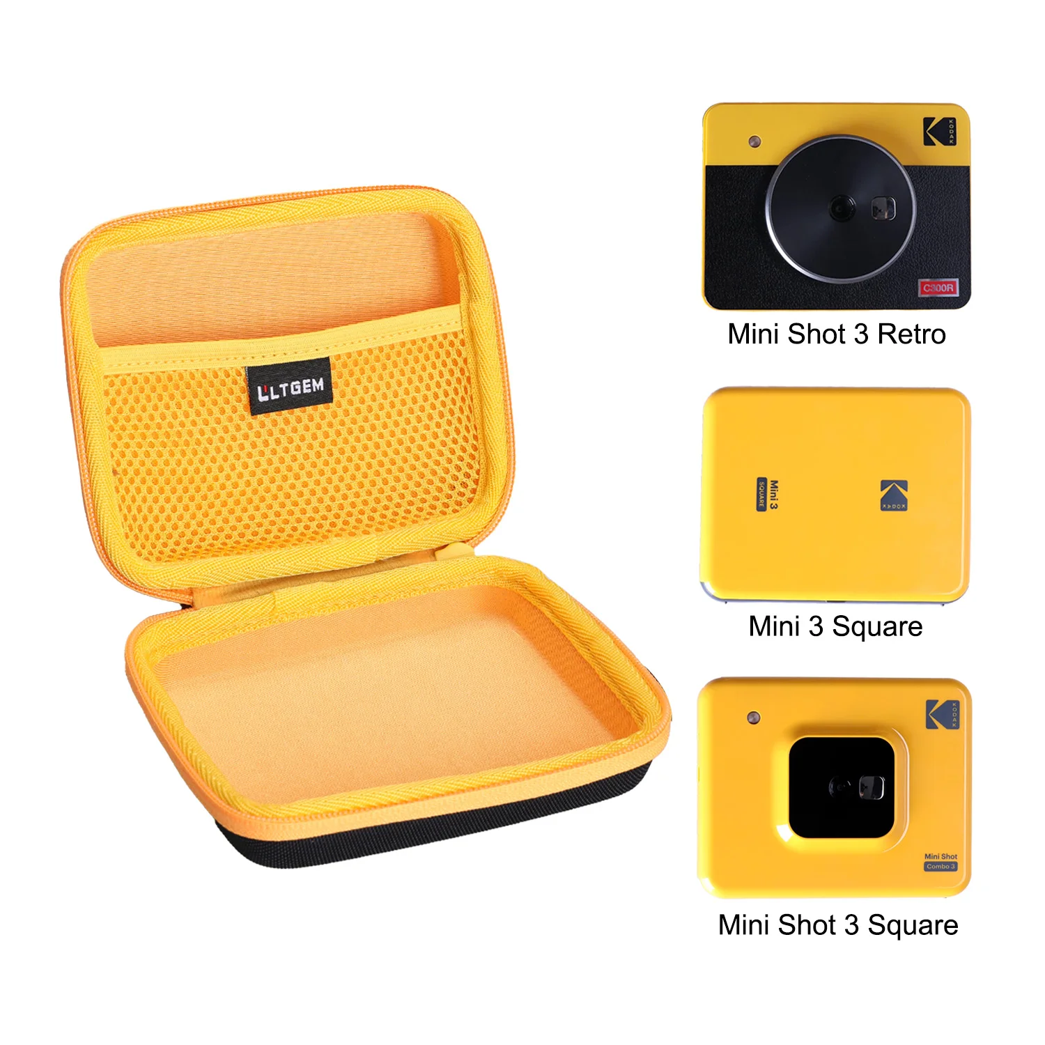 LTGEM Waterproof EVA Hard Case for Kodak Mini Shot 3 Retro Mini Shot 3 Squre/Mini Shot 3 Instant Camera & Photo Printer