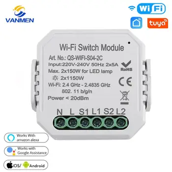

Wifi Smart Light Switch Module Smart Home,Tuya APP Remote Control Works with Alexa/Google Home/Siri 1/2 Way Diy Breker