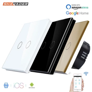 

Wifi Smart Light Switch Glass Screen Touch Panel Voice Control Wireless Wall work with Alexa Echo Dot Google Home 1/2/3 Gang