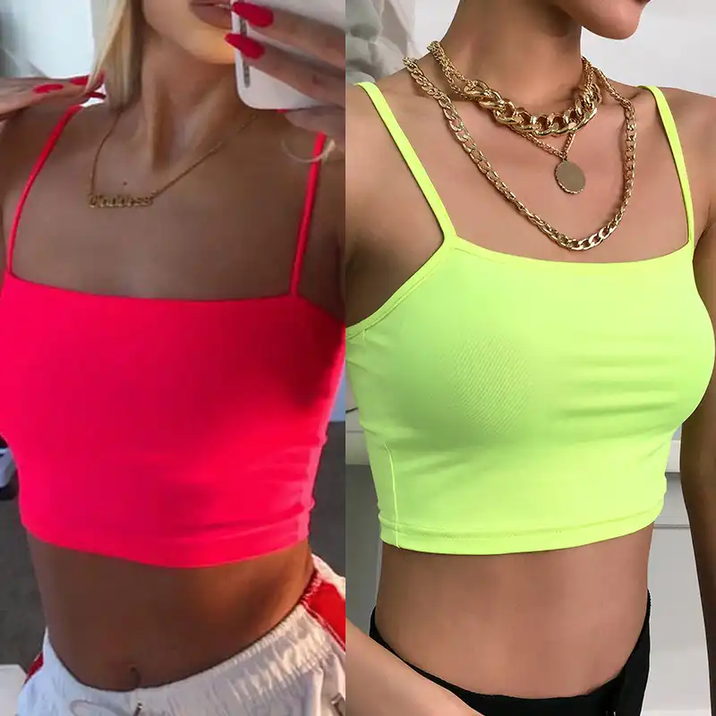 neon red crop top
