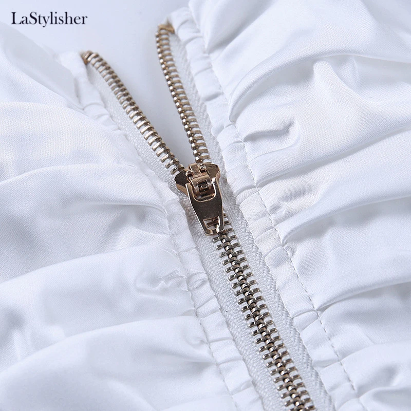 LaStylisher, модные женские белые укороченные топы, Повседневная Уличная одежда, сексуальный топ-труба, Топики, новинка, бюстгальтер, для ночного клуба, вечерние, без бретелек, топ на бретелях