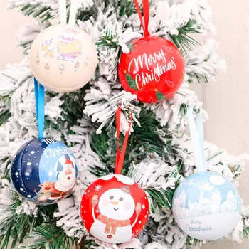 

7 cm Christmas Tree Decor Ball Candy Jar Storage Xmas Tree Hanging Balls Ornament Decor Christmas Candy Cans Ball Kids Gift