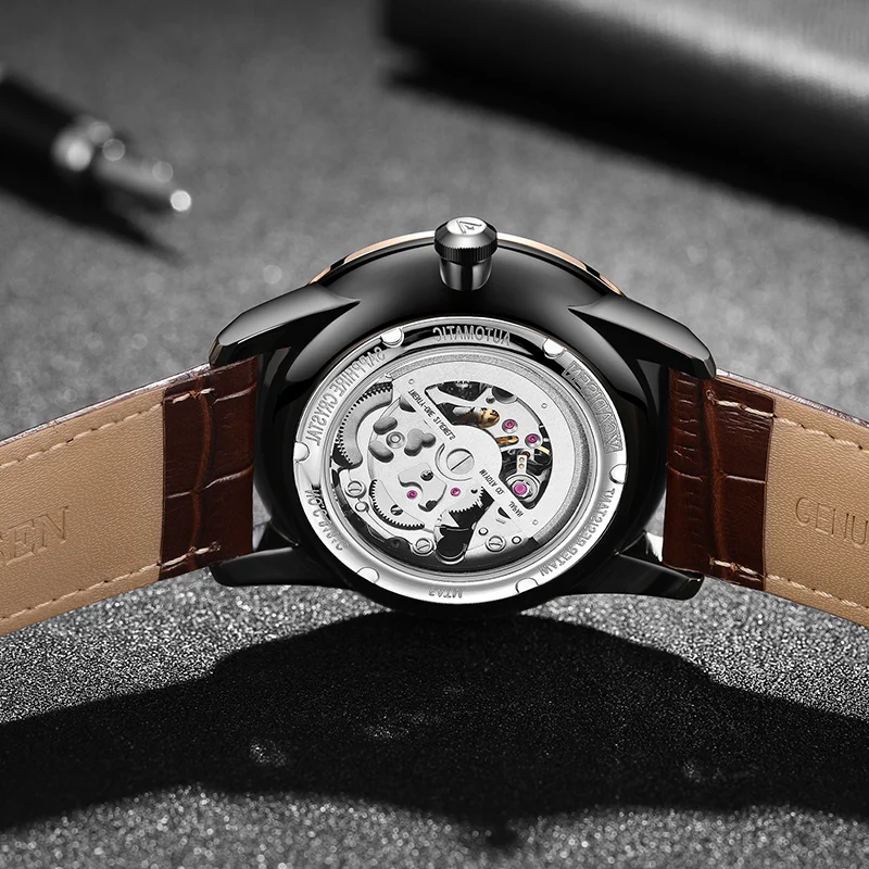 CADISEN для мужчин s часы Скелет Tourbillon механические кожаные Наручные часы для мужчин MIYOTA 8N24 автоматический Топ люксовый бренд Reloj Hombre