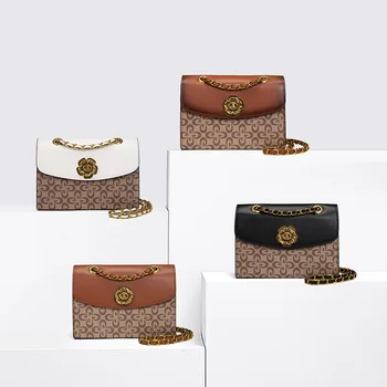 

Women's bag 2020 new Korean version clamshell bag wild female bag retro color matching chain small square bag