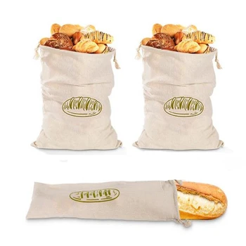 

3Pack Linen Bread Bags for Homemade Bread Unbleached Reusable Bread Storage Bakery Baguette 26X6In 15X11In