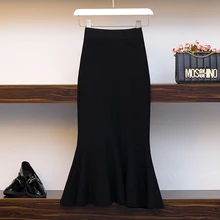 Fp3536, новинка, Осень-зима, женская модная повседневная сексуальная юбка, kawaii, плюс размер, юбка большого размера, вязаная, шерстяная, тёплая, Корейская