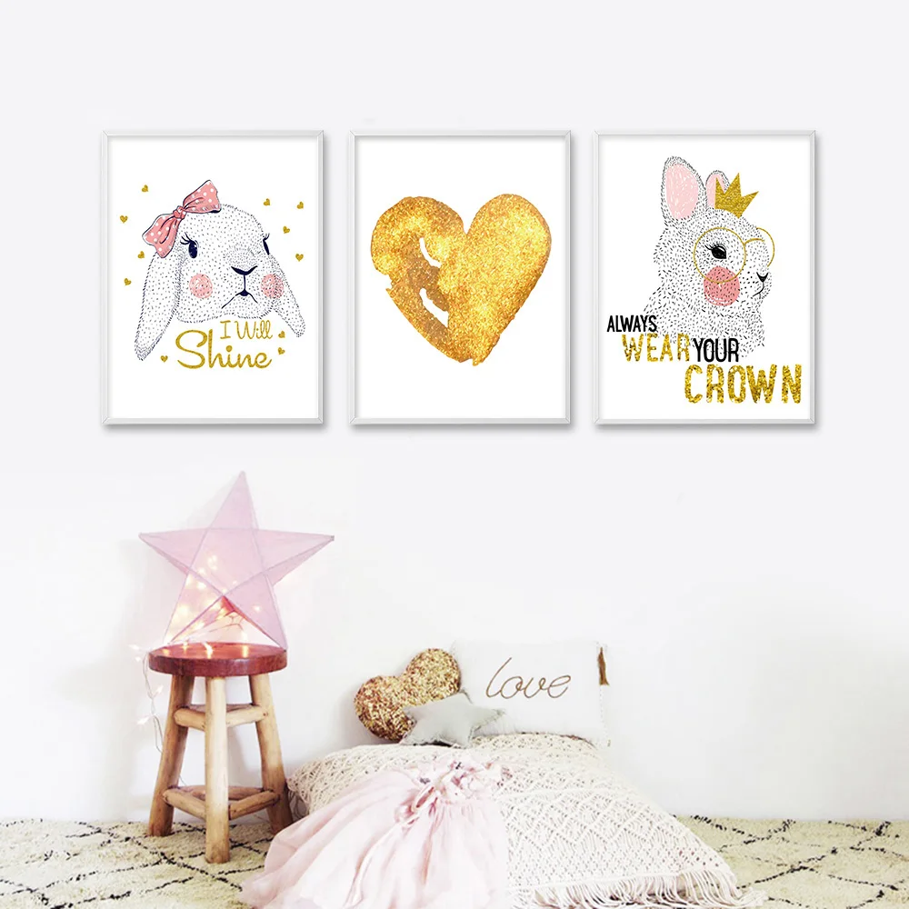 Kawaii Rabbit настенная Картина на холсте постеры и принты декоративная картина для