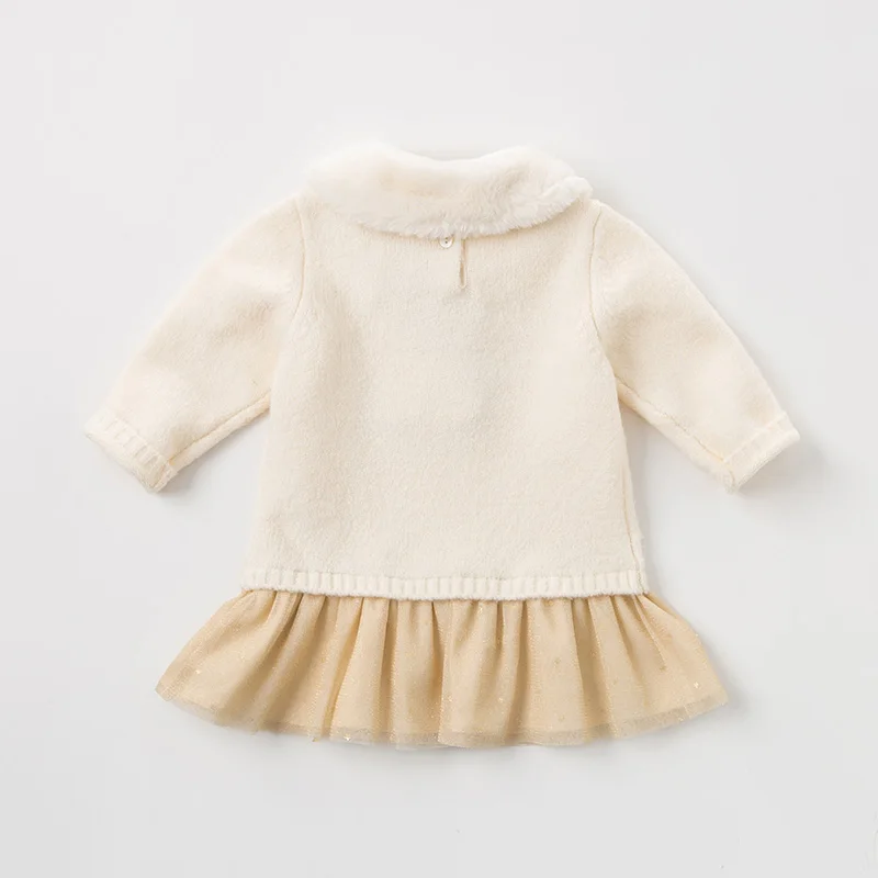 DB12391 dave bella/зимний свитер со звездами для маленьких девочек детское модное праздничное платье детская одежда в стиле «лолита»