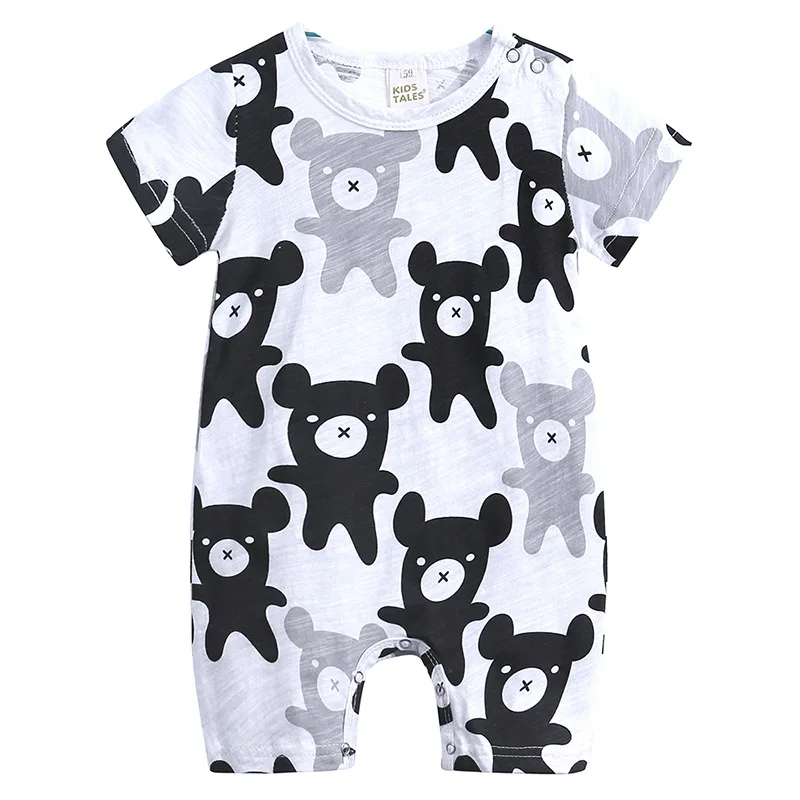 Cartoon Baby Onesies Short Sleeve Romper Cotton Knitted Breathable Jumpsuit Outfits For Kids Boys Girls 0-24 Months best Baby Bodysuits Baby Rompers