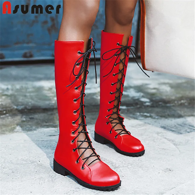 women's lace up low heel boots