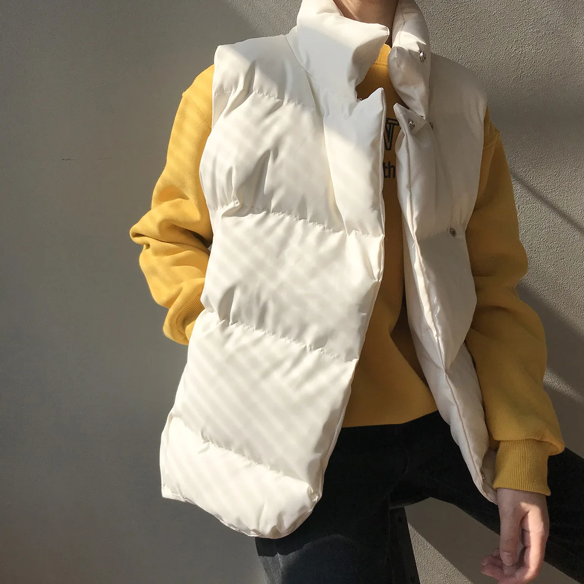 Winter Women Stand Collar Warm Vest Coat Sleeveless Fashion Black Color Vest Tops Chaleco Mujer Gilet Casaco Feminino
