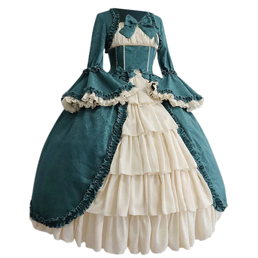 Платье Лолиты для косплея, модное женское винтажное готическое платье с квадратным воротником и бантом d90807