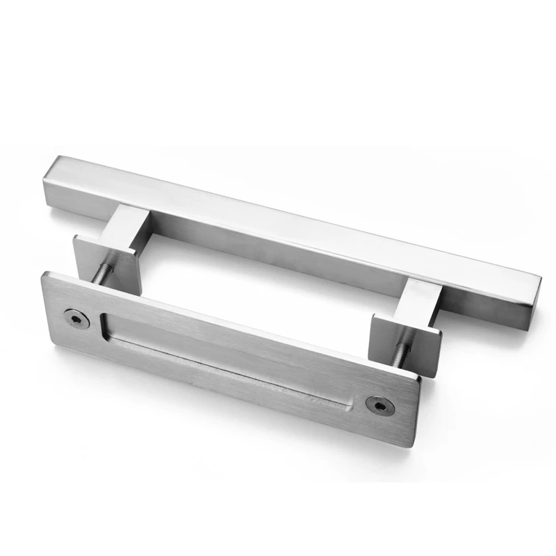 SovelyBoFan Heavy Duty 12 Inches Square and Flush Two-Side Barn Door Handle for Sliding Barn Door Gates Garages Sheds Furniture