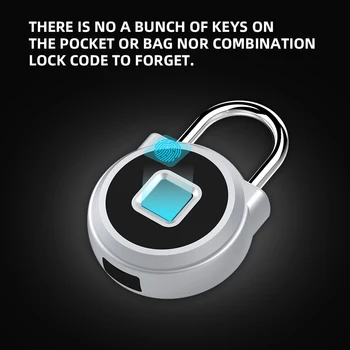 

Bluetooth Rechargeable Smart Lock Keyless Fingerprint Lock IP66 Waterproof Anti-Theft Security Padlock Door Luggage Lock