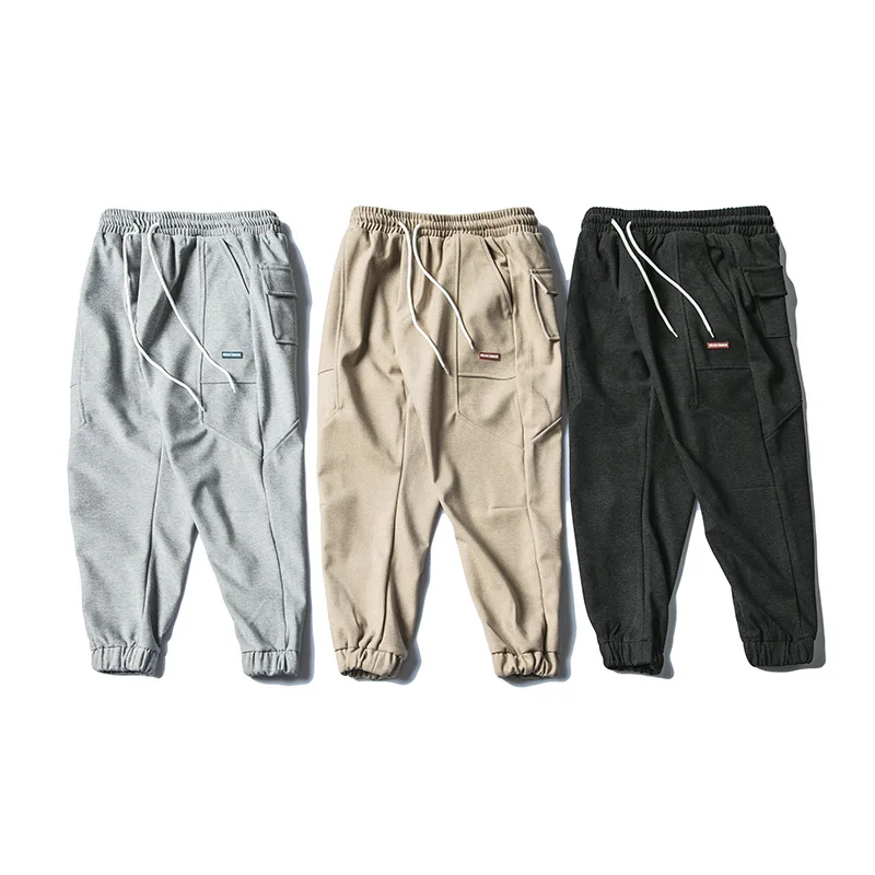 

City Where the Product Winter New Style Japanese-style Drawstring Ankle Banded Pants Solid Color Lace-up MEN'S Casual Pants Japa