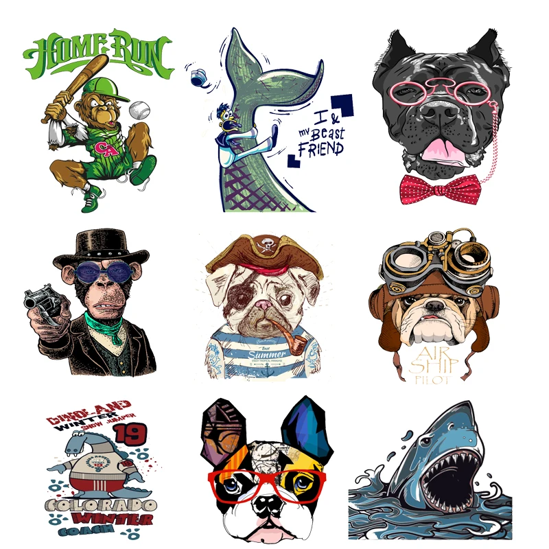 

Iron on Transfer for Clothing Thermoadhesive Patches Stickers Diy Stripe Rock Animal Pvc Patch Punk Thermotransfer for Clothes I