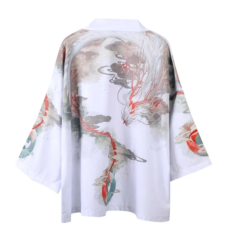 Японское традиционное кимоно в стиле унисекс, кардиган Ukiyo-e с принтом дракона, юката, летнее солнцезащитное пальто, Harajuku, куртка, уличная одежда