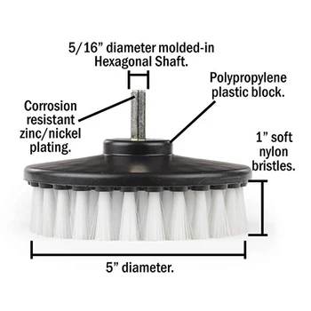 

3pc 5inch Carpet Round Brush Car Care&Detailing Cleaning Tool For Electric Drill