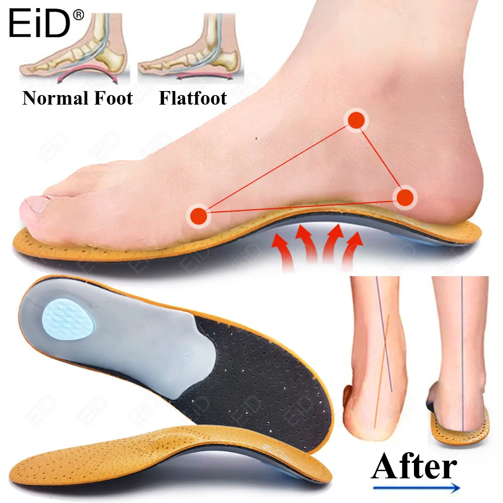 EiD Leather Orthopedic Foot Care shoes Insoles for Flat Foot Latex