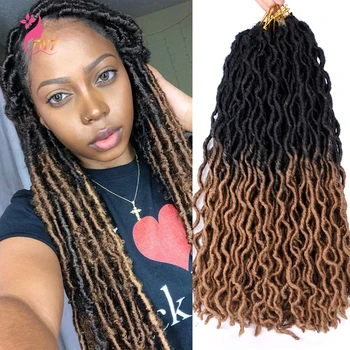 

Faux Locs Crochet Hair 18inch Dreadlocks Hair Extensions Synthetic Ombre Faux Locs Curly Soft Pre Loop Crochet Braiding Hair