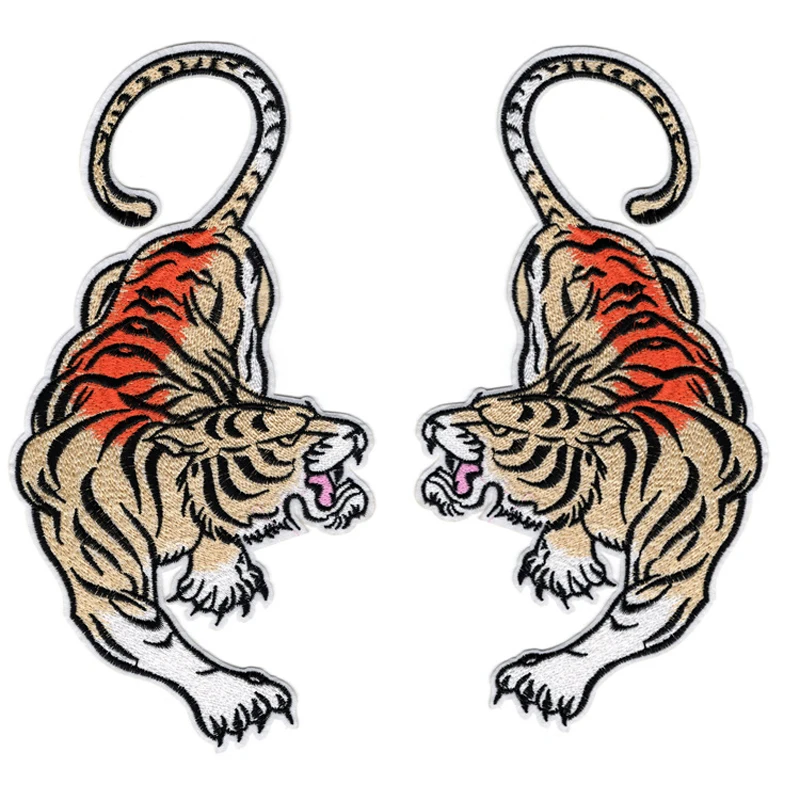 Tiger Patch Back Patch Iron on Clothing Vintage Patches For Clothes Appliques Punk Print on T-shirt DIY Applications