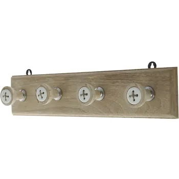 

Decorated-35706 Wood Coat Rack C/4 Hooks Ceramic _ 48x10x8 Cm
