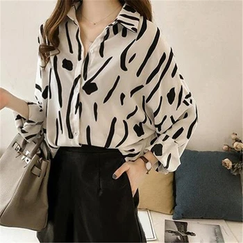 

large size Blouse Shirt Women 2020 Female Print Shirts Casual Long sleeve Loose Top Plus Size Clothing