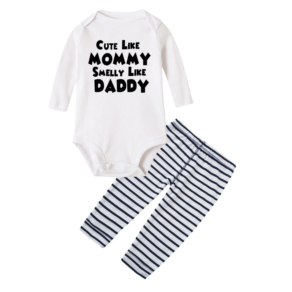 Милая Одежда для мальчиков с надписью «Mommy smully Like Daddy» Детская одежда для мальчиков топы, футболка, комбинезон, штаны комплект одежды для