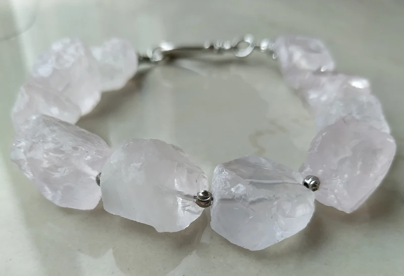 YA4014 Rose Quartzs камень разделитель браслета застежка