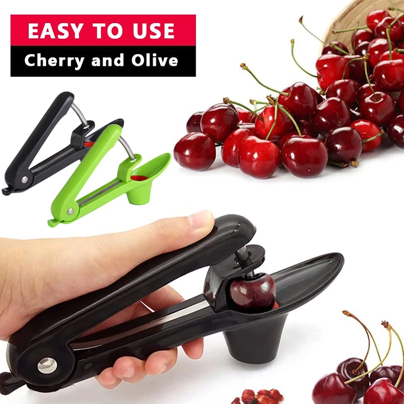 Cherry Seed Fruit Core Remover Hand Held ，Cherry Pitter Tool Cherry Stone Remover Olives Pitting Tool Green 