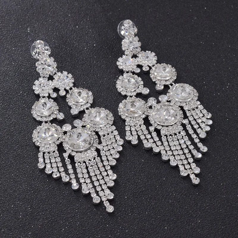 Crystal tassel women earring glass rhinestone (4)