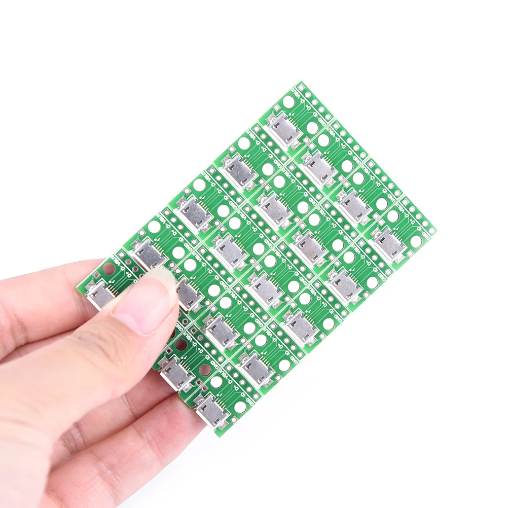 20pcs 2.54mm Adapter Connector Module Board Panel Female 5-Pin Pinboard Mini Micro USB to DIP 2.54mm Micro USB PCB Type Parts