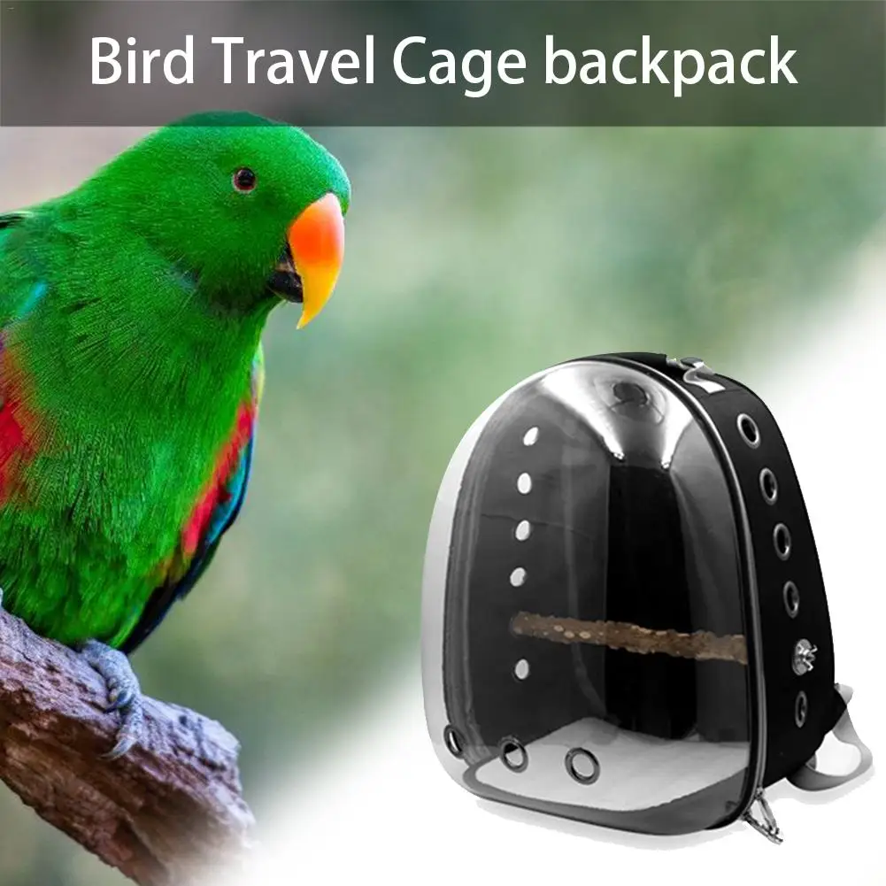 

Parrot Outing Backpack Breathable Portable Bird Carrier with Wood Perch Transparent Space Capsule Bird Travel Cage Pet Supplies