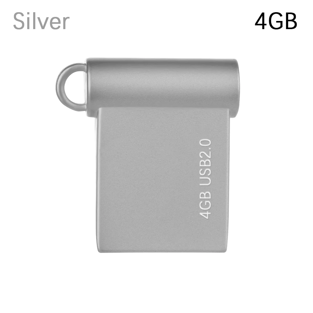 4GB Серебристый u-диск USB флеш-накопитель, флеш-накопитель, мини USB 2,0, внешнее металлическое хранилище для ноутбука, водонепроницаемый, высокоскоростной, портативный - Цвет: 4GB