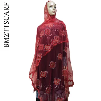 

Plain Embroidered Scarfs African Women Muslim Scarfs Diamond pattern Net Scarf for Shawls Wraps BM808