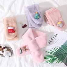 Рождественский милый детский шарф зимние шарфы для мальчиков и девочек детский шарф с искусственным кроличьим мехом шарфы-кольца подарки на Рождество для детей