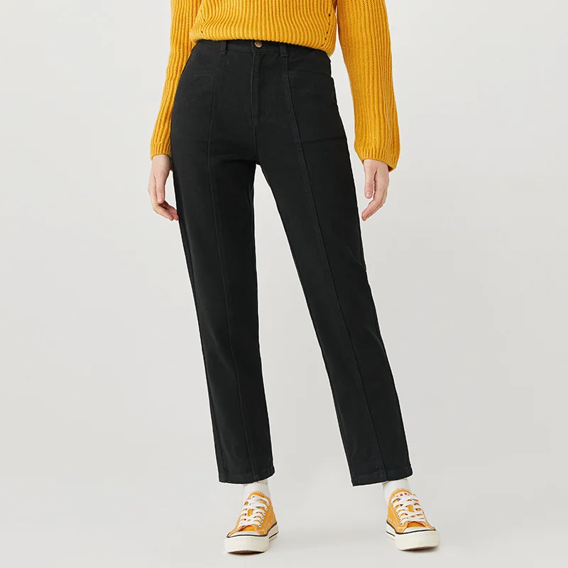 SEMIR, зимние Новые повседневные штаны для женщин, портовый ветер, черные, тонкие, дикие, рабочие штаны, черные, tide bf, модные брюки для женщин - Цвет: black