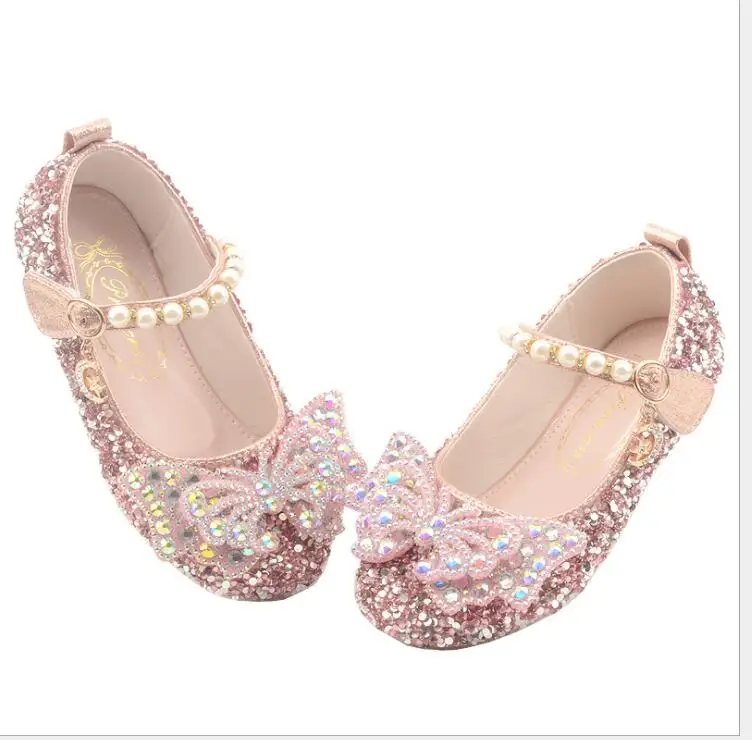 

Кожаные туфли с жемчугом для девочек, детская модная обувь на плоской подошве, Детская Праздничная обувь принцессы на весну и лето, повседневная обувь с бантом, туфли с круглым носком