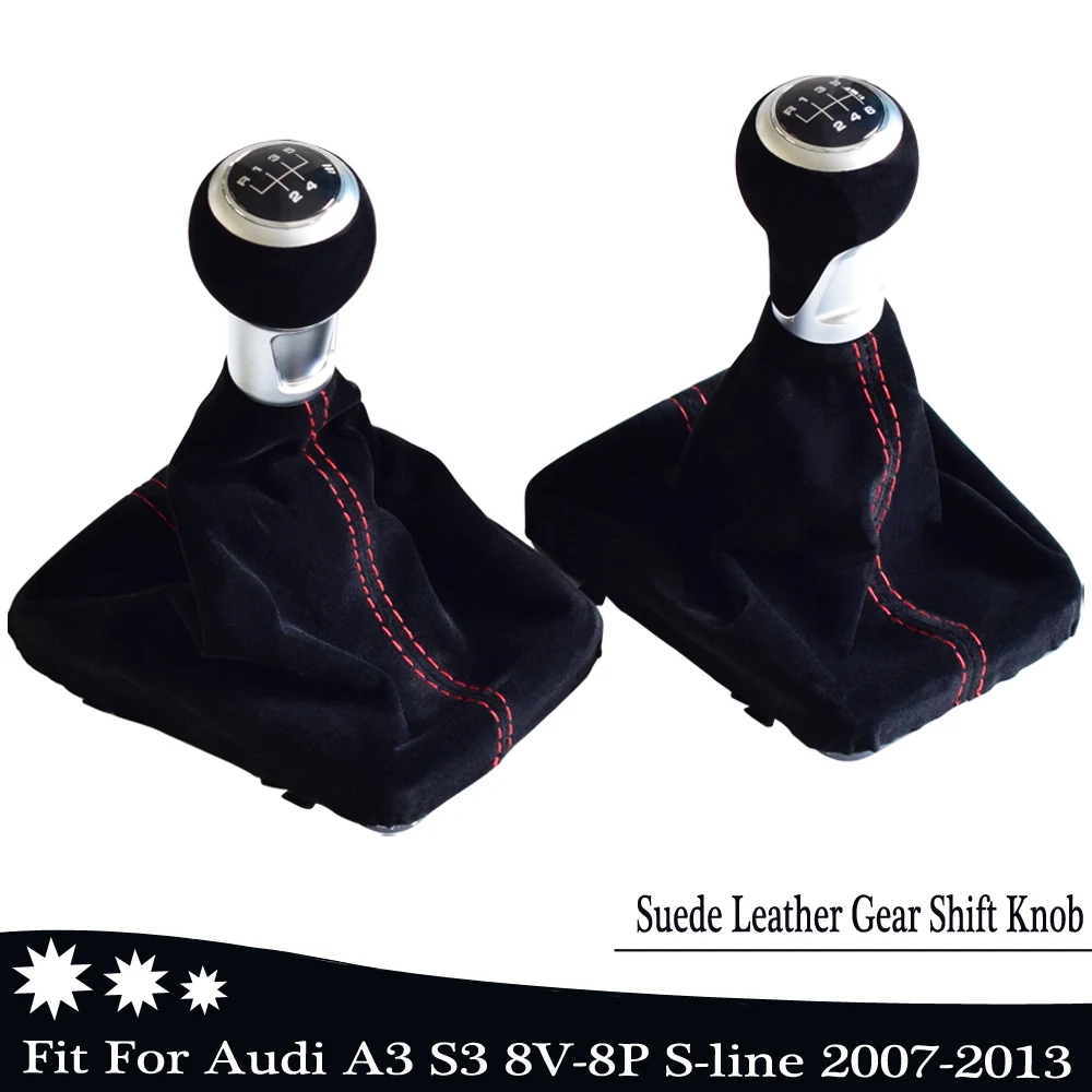 

Car Styling Manual 5/6 Speed Gear Shift Knob Lever HandBall Fit For Audi A3 S3 8V-8P S-line 2007-2013 Suede Leather Gaiter Boot