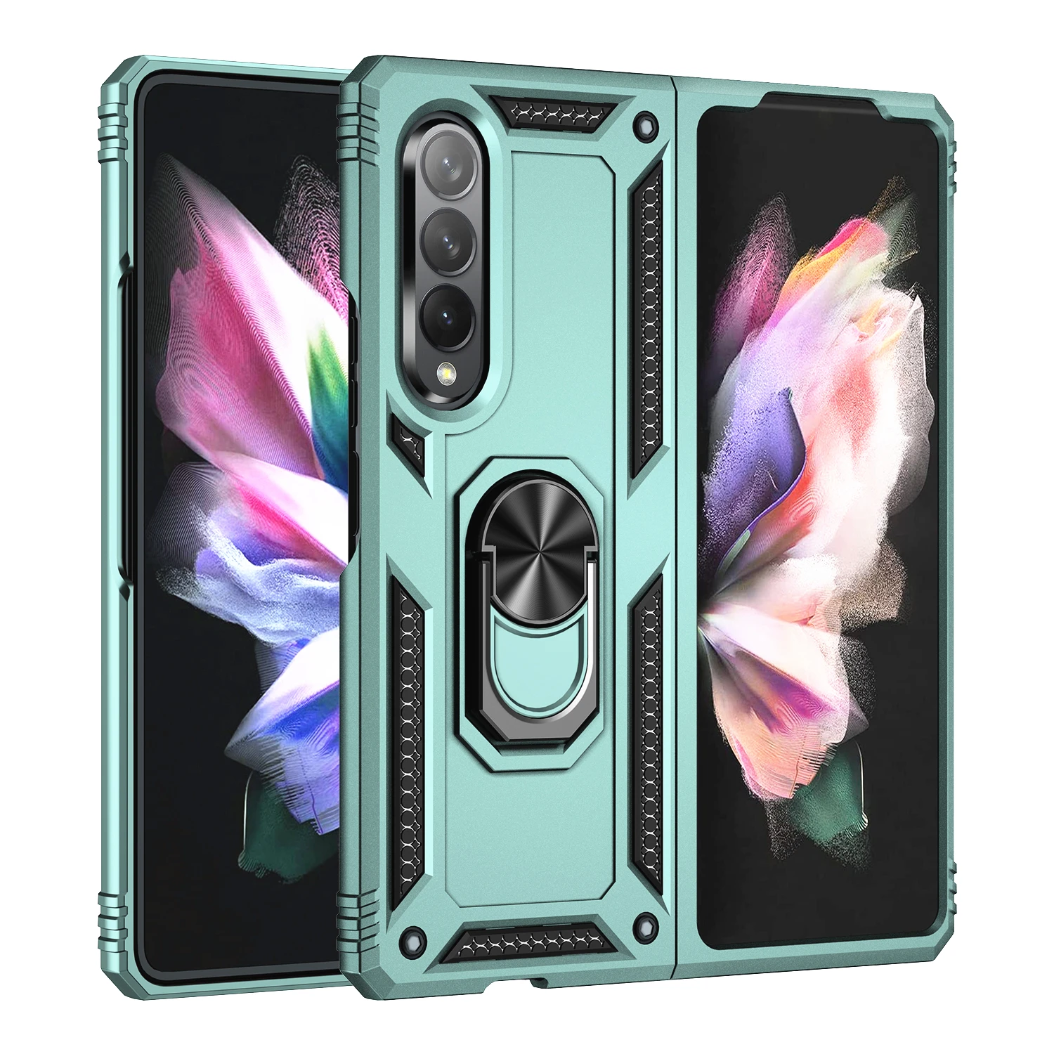 samsung silicone cover Shock Proof Stand Phone Case for Samsung Galaxy Z Fold 3 5G Fold3 Anti-Dust Protective Cover Funda Capa Coque cute phone cases for samsung  Cases For Samsung