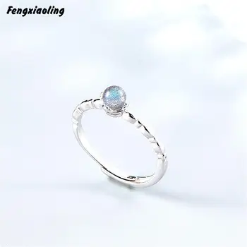 

Fengxiaoling 2020 New Trend Large Synthetic Moonstone Silver Ring 925 Sterling Silver Round Rings Fine Jewelry Cute Accessories