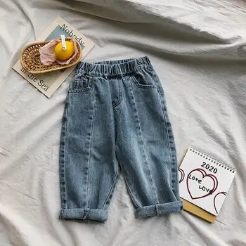 

Wholesale Baby Korean Jeans Girls Boys Loose Casual Denim Pants Long Trousers Children Clothes 1-7Y E20021