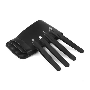 

4PCS Eyebrow Tweezers Set with Bag Stainless Steel Eyebrow Clip Double Eyelid Stickers Flat Tweezers Hair Remover Makeup Tool
