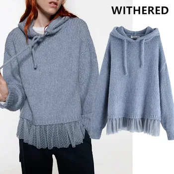 

Withered 2019winter sweaters women pull femme england style vintage tassels oversize hooded hooded sweaters women pullovers tops